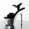 Pleaser - ADORE709 Sandale à bride à la cheville, Pole dance chaussures - Chaussures de pole dance - Noir/Couleur chrome Product image